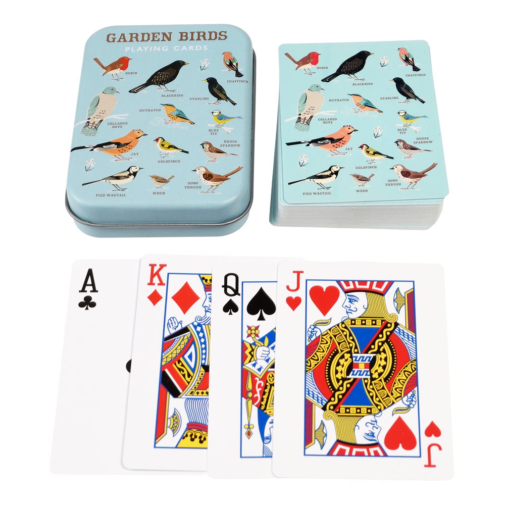 Garden Birds Blue Playing Cards In A Tin