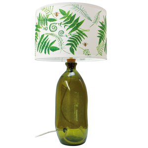 Recycled Green Glass Lamp with Hand painted Bee Lampshade; 20% off