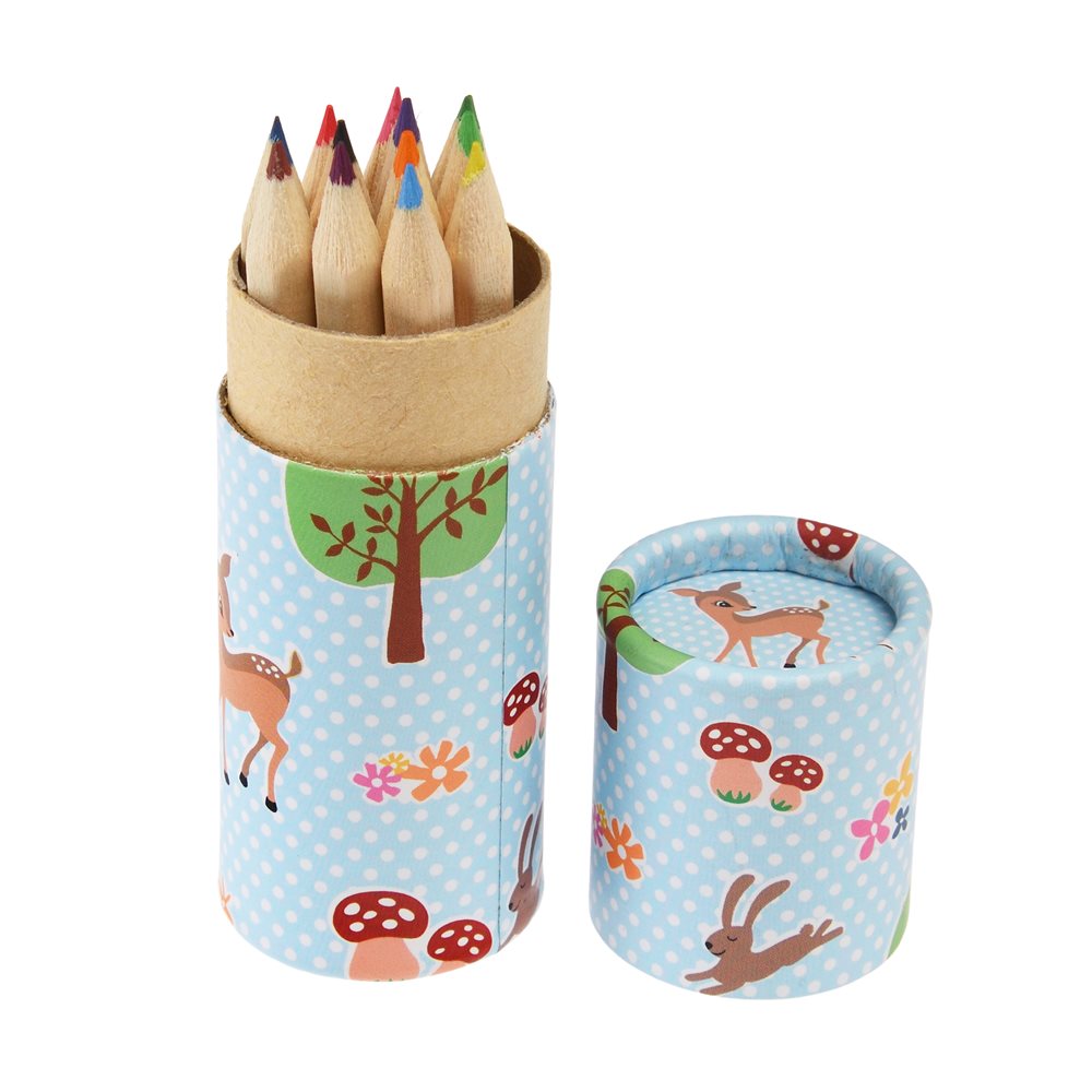 WOODLAND CREATURES COLOURING PENCILS IN A TUBE